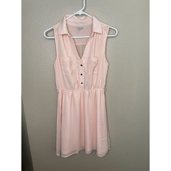 Charlotte Russe Womens Sleeveless Pink Collared Button-Front Dress M Polyester - Picture 1 of 7